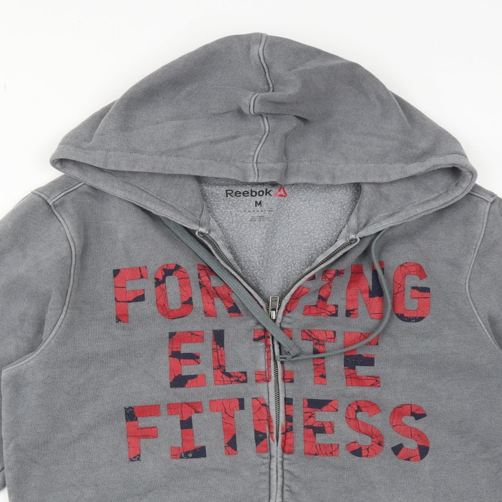 Reebok Mens Grey  Cotton Full Zip Hoodie Size M   - FORGING ELITE FITNESS