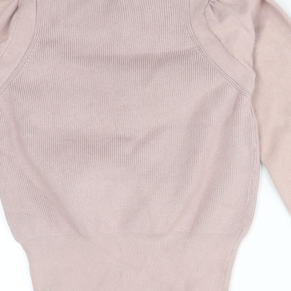 JASMINE Womens Pink  Viscose Basic T-Shirt Size XL High Neck
