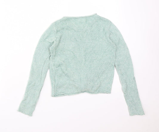 NEXT Girls Green  Viscose Basic T-Shirt Size 7 Years Round Neck