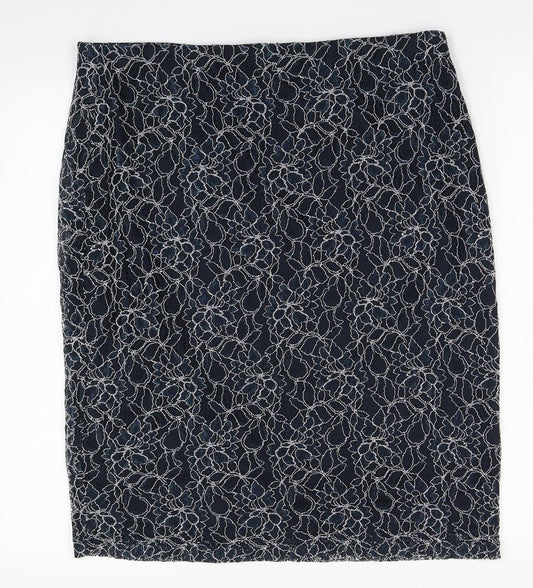 Lavitta Womens Blue Floral Nylon A-Line Skirt Size 16