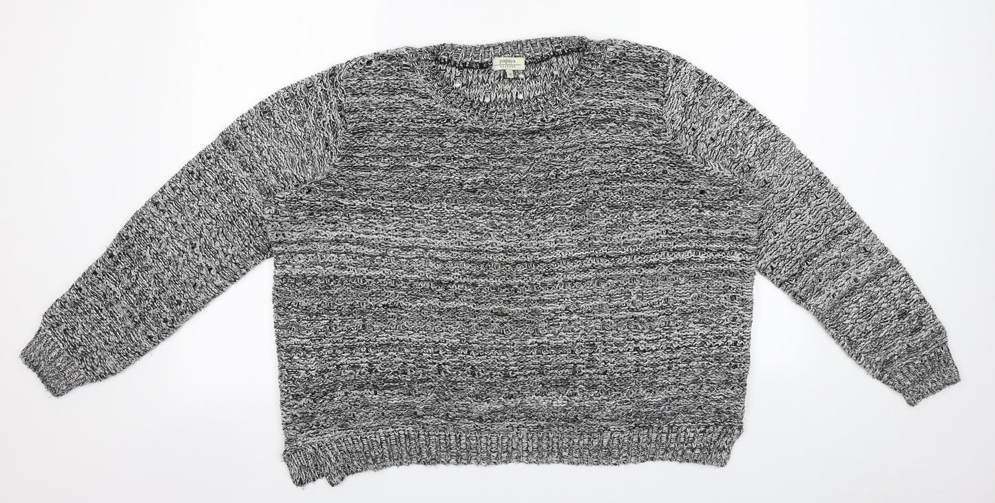 Papaya Womens Grey Roll Neck  Cotton Pullover Jumper Size 18