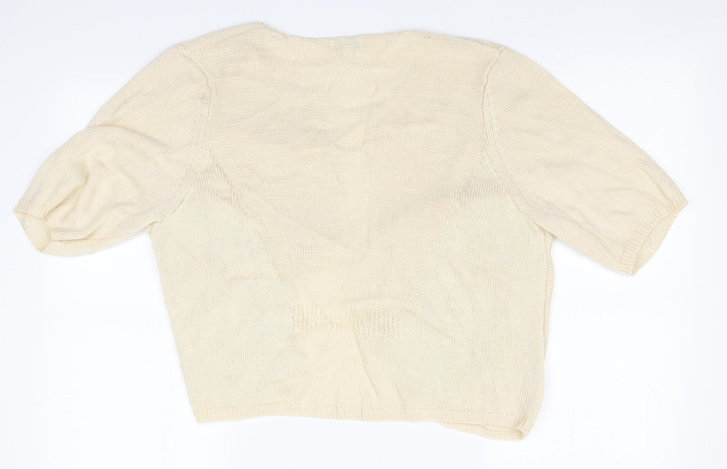 Preworn Womens Ivory Round Neck  Acrylic Cardigan Jumper Size XL