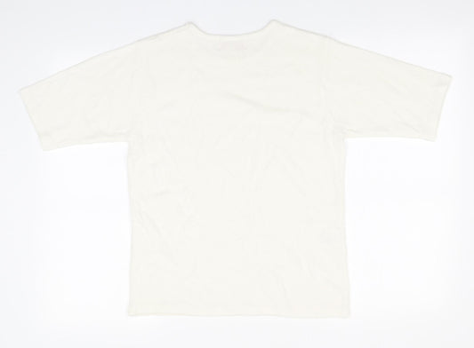 Riddell Womens White  Acrylic Basic T-Shirt Size 8 Round Neck