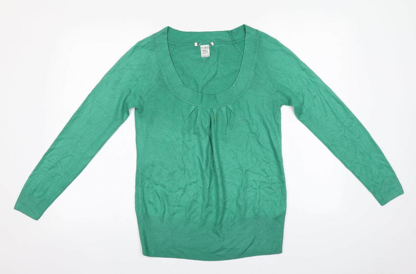 Preworn Womens Green Round Neck  Acrylic Pullover Jumper Size 10