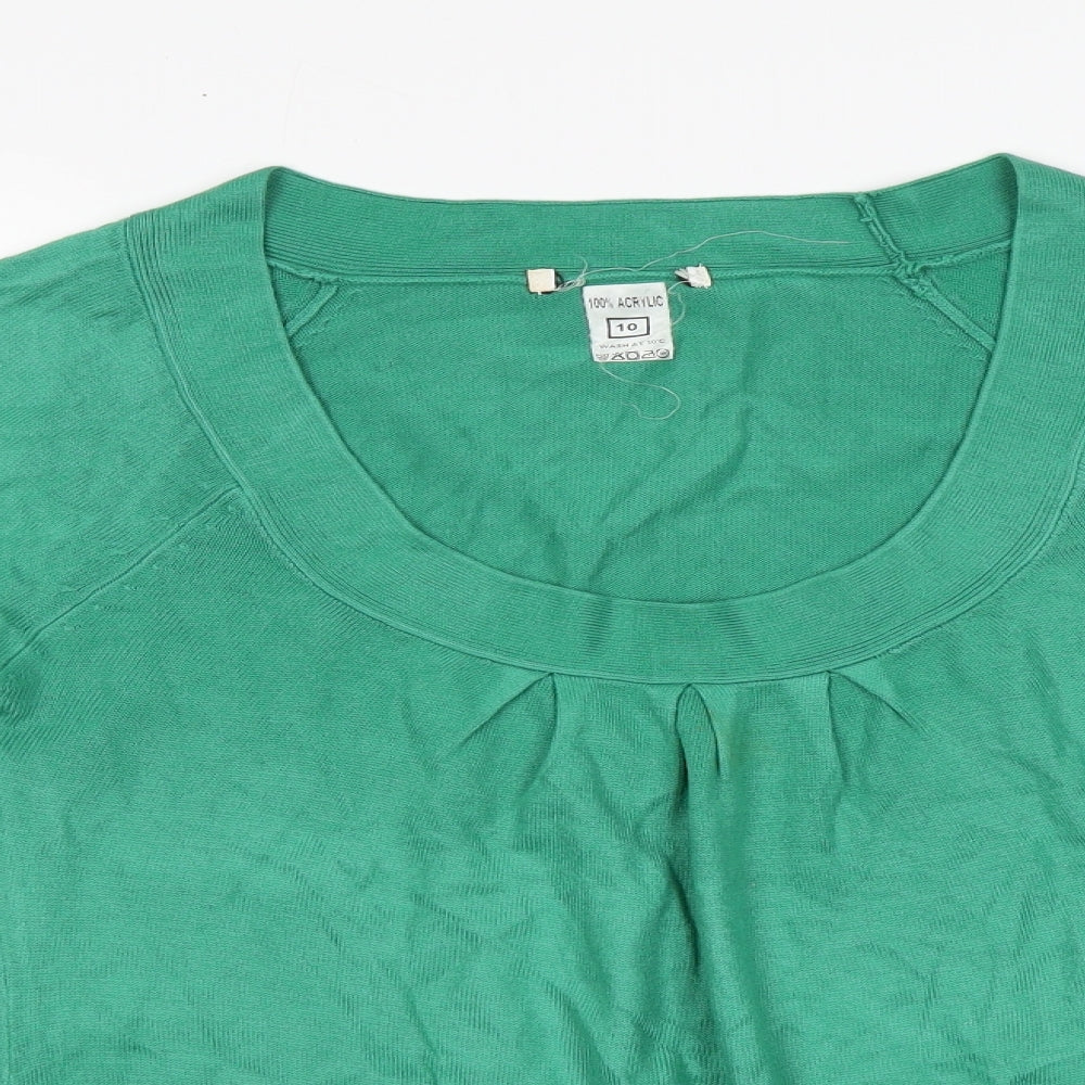 Preworn Womens Green Round Neck  Acrylic Pullover Jumper Size 10