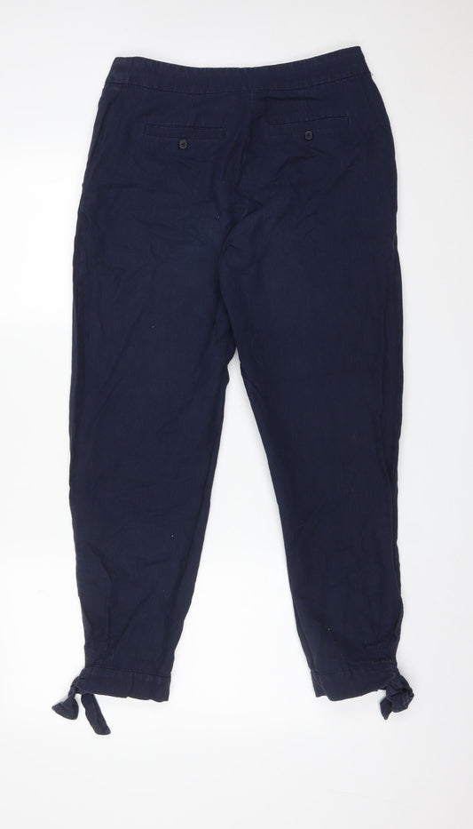 LAURA  ASHLEY Womens Blue  Cotton Trousers  Size 8 L28 in Regular