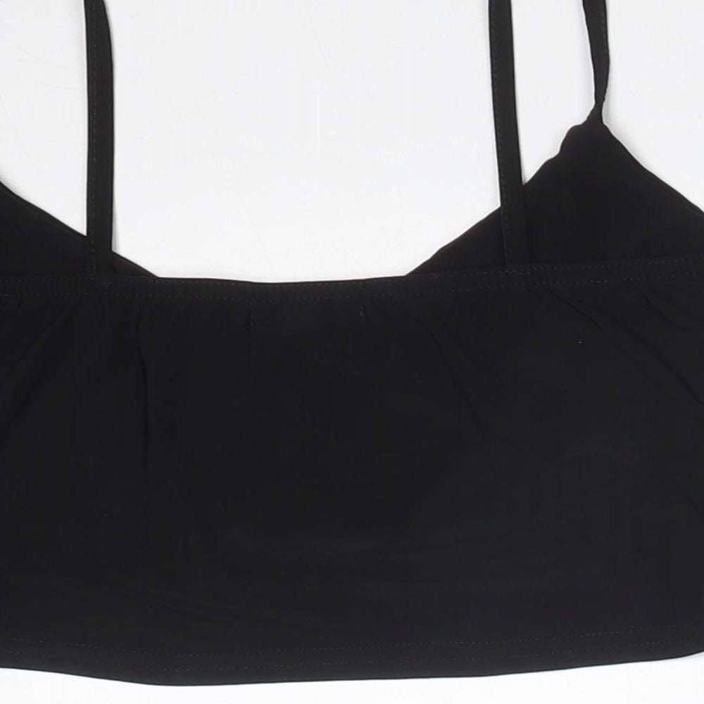 PRETTYLITTLETHING Womens Black  Polyester Camisole T-Shirt Size 10 Cowl Neck