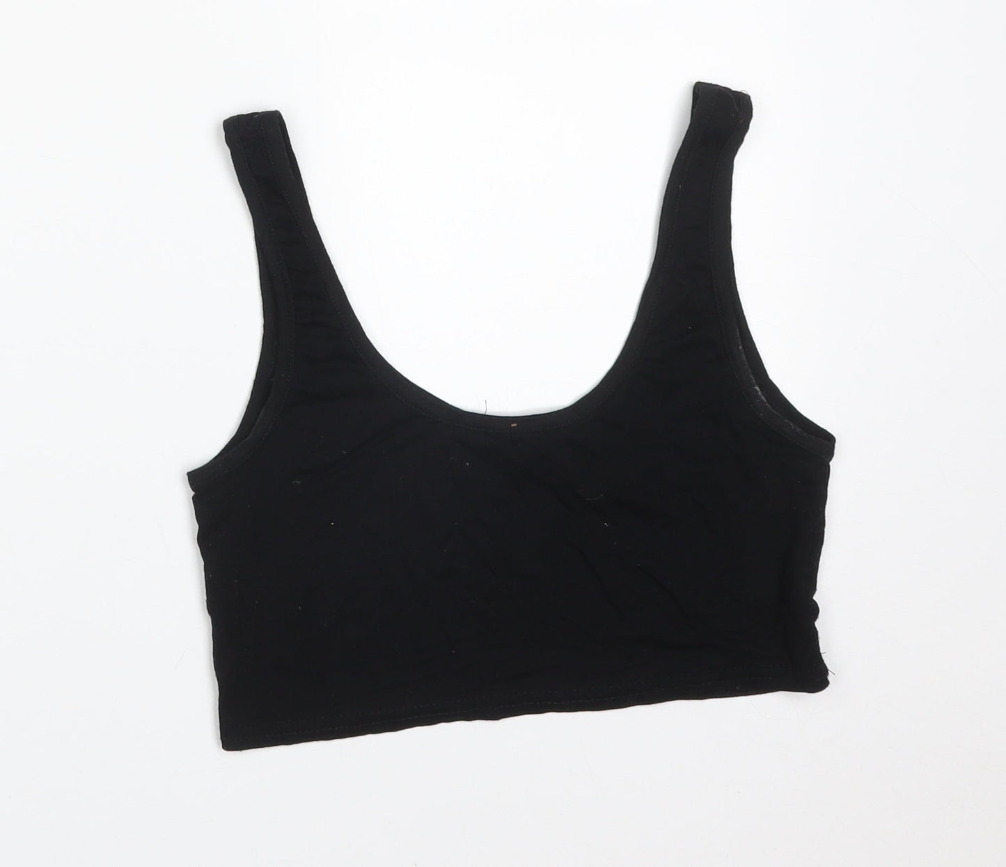 Missguided Womens Black  Viscose Cropped T-Shirt Size 8 Round Neck