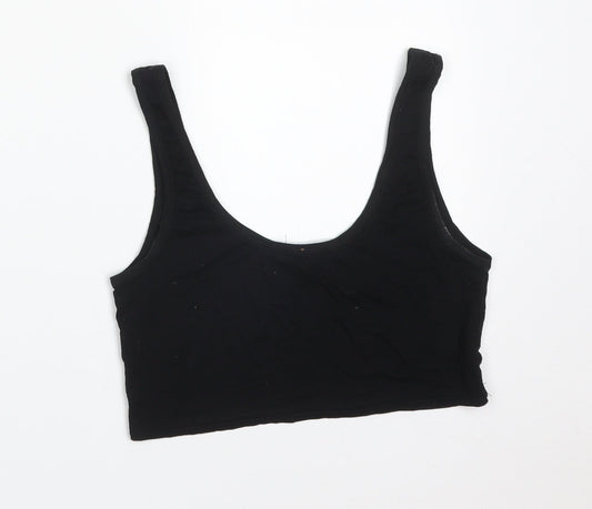 Missguided Womens Black  Viscose Cropped T-Shirt Size 8 Round Neck