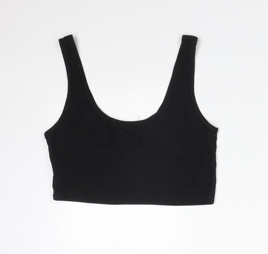 Missguided Womens Black  Viscose Cropped T-Shirt Size 8 Round Neck