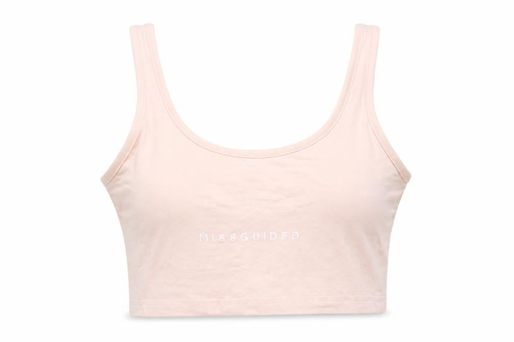 Missguided Womens Pink  Cotton Cropped T-Shirt Size 8 Round Neck - MISSGUIDED