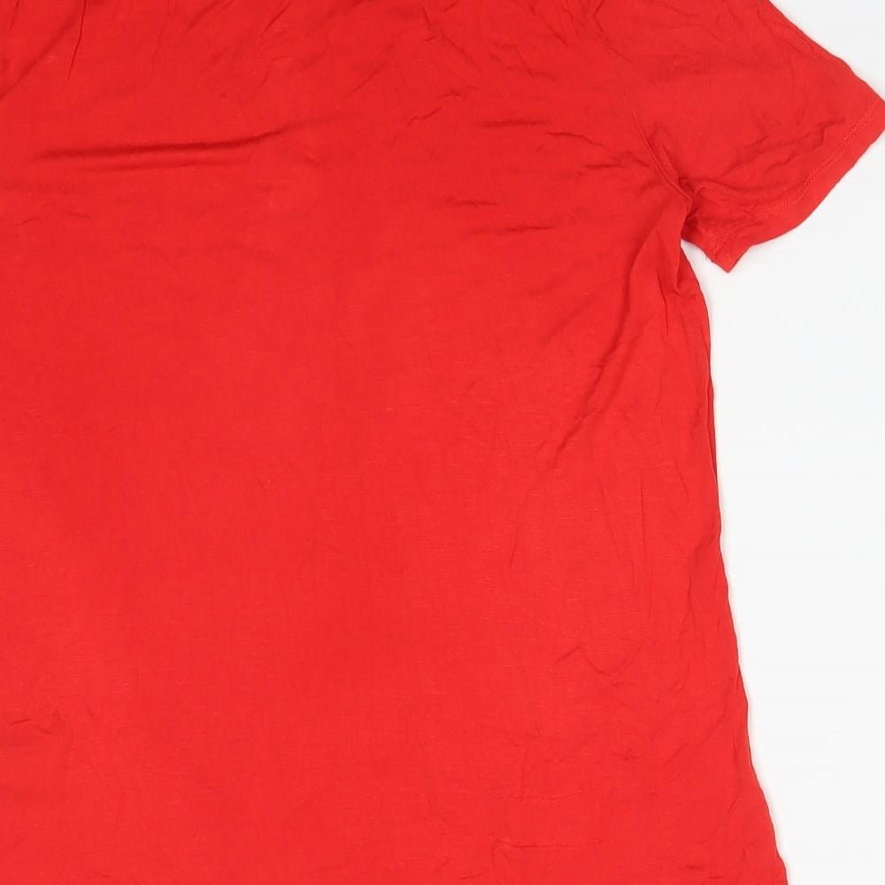 Warehouse Womens Red  Viscose Basic T-Shirt Size 10 Round Neck