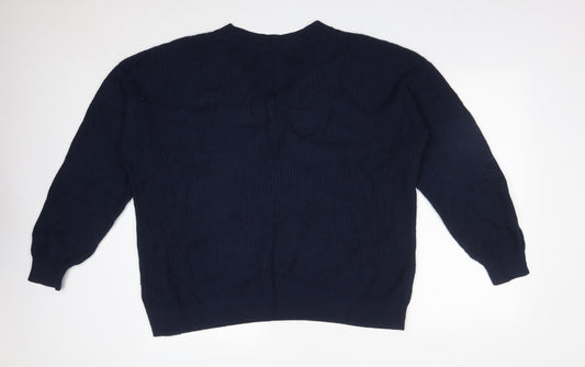 M&S Mens Blue  Cotton Pullover Sweatshirt Size L
