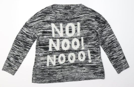 Janina Womens Grey Round Neck  Acrylic Pullover Jumper Size 14   - Christmas