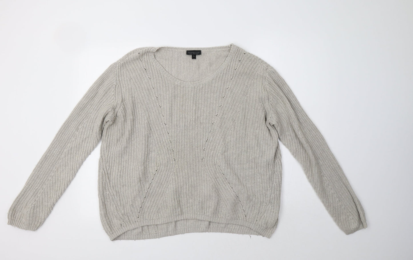 Topshop Womens Beige Round Neck  Acrylic Pullover Jumper Size 12
