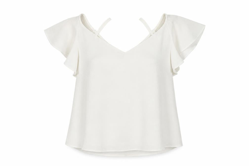 River Islamd Womens Ivory  Polyester Basic Blouse Size 12 V-Neck
