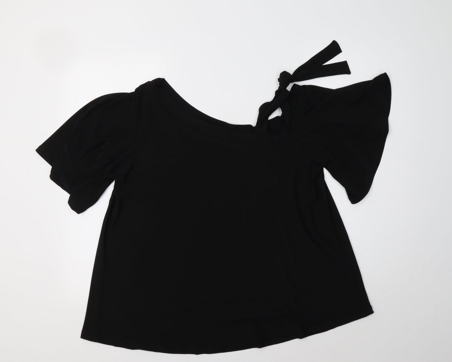 Very Womens Black  Polyester Basic Blouse Size 14 Boat Neck