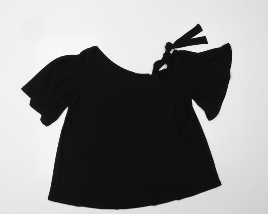 Very Womens Black  Polyester Basic Blouse Size 14 Boat Neck