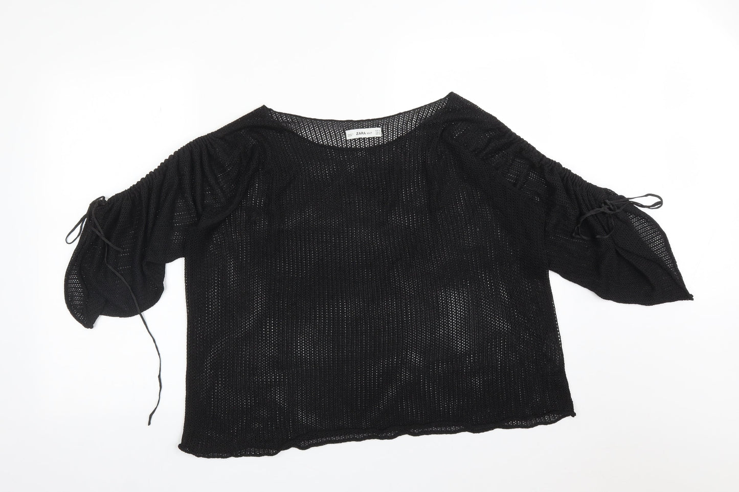 Zara Womens Black  Polyester Basic T-Shirt Size M Round Neck