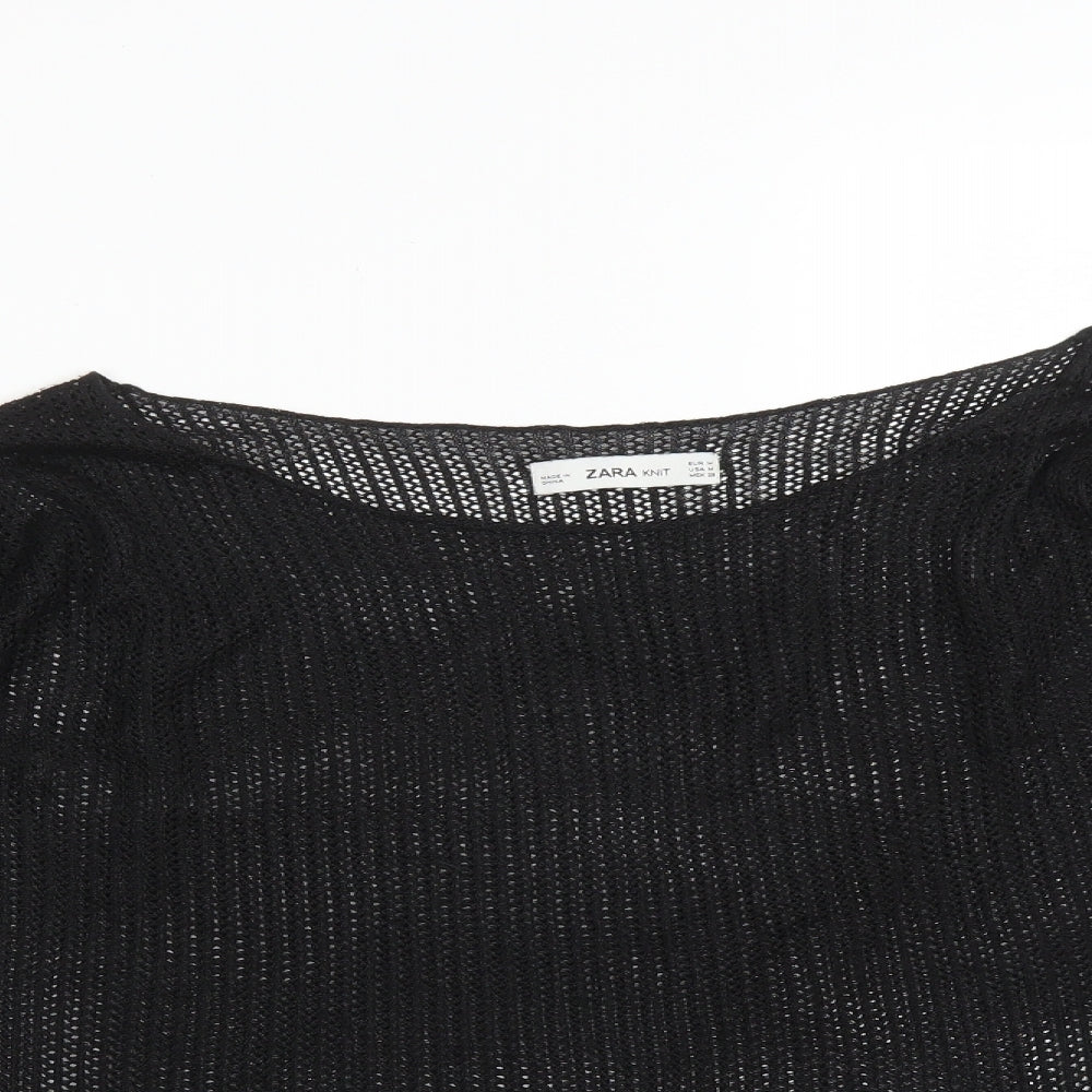 Zara Womens Black  Polyester Basic T-Shirt Size M Round Neck