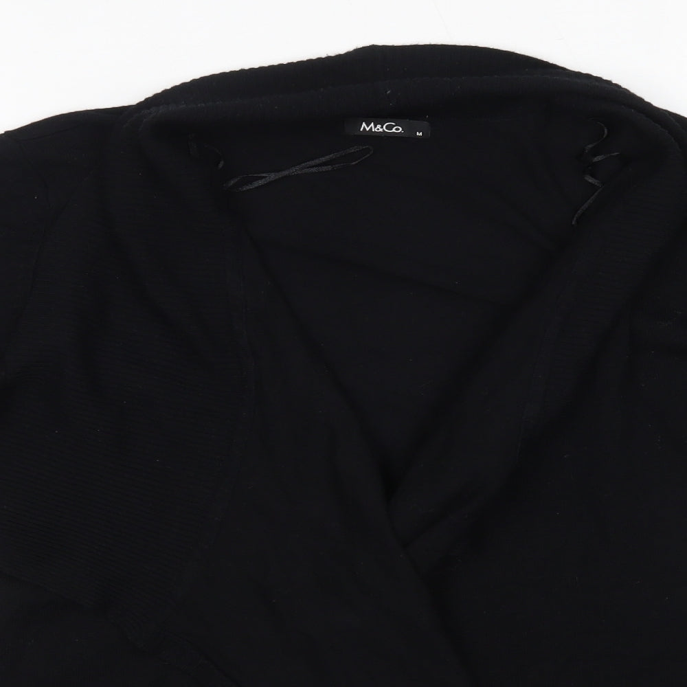 M&Co Womens Black V-Neck  Viscose Cardigan Jumper Size M