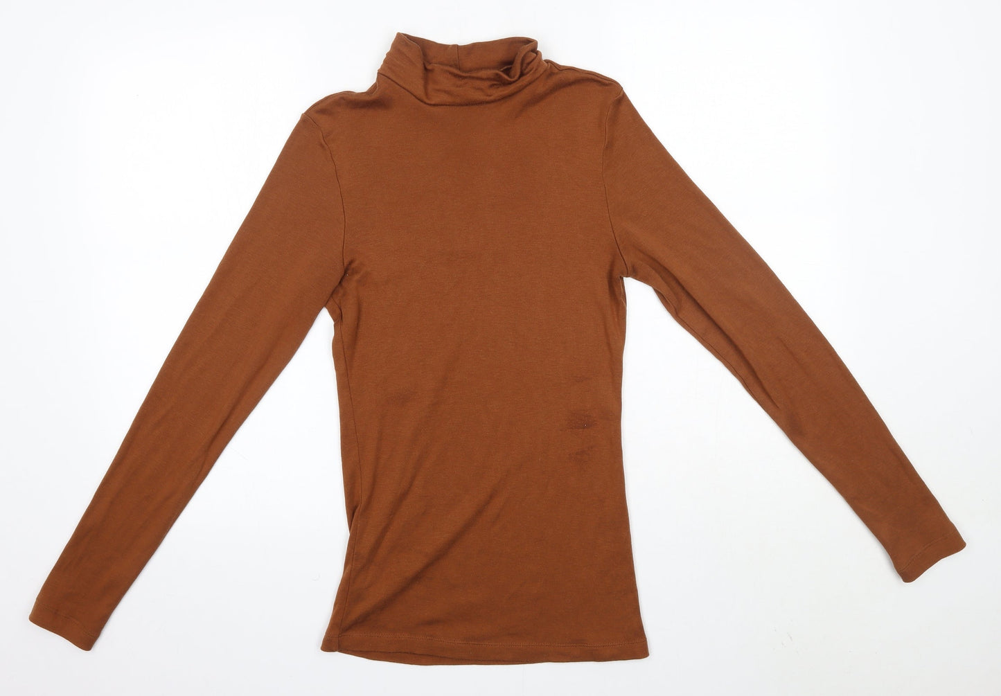 M&S Womens Brown High Neck  Acrylic Pullover Jumper Size 6