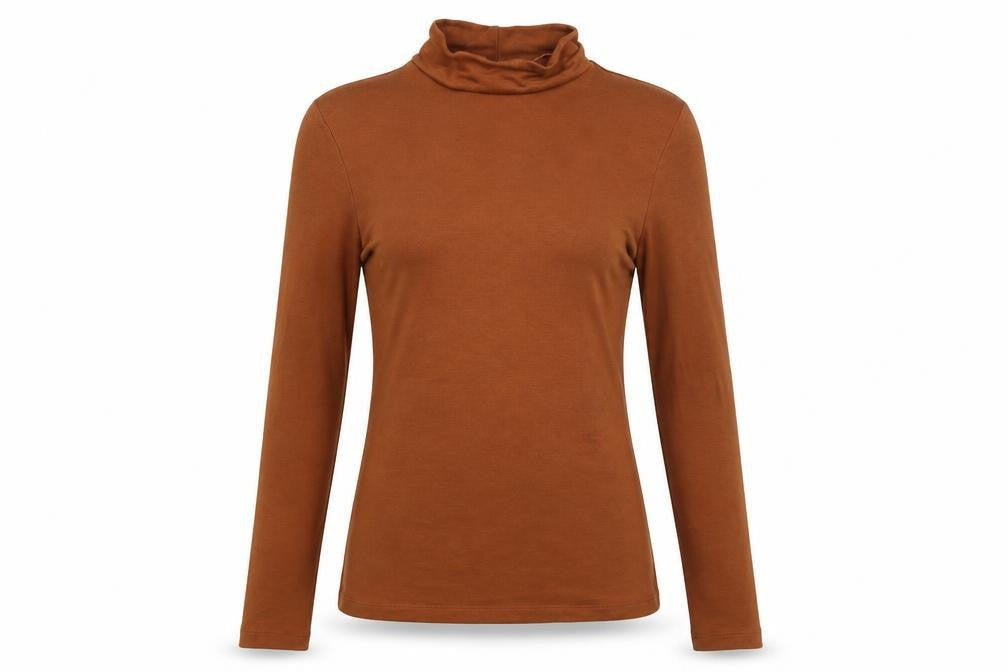 M&S Womens Brown High Neck  Acrylic Pullover Jumper Size 6