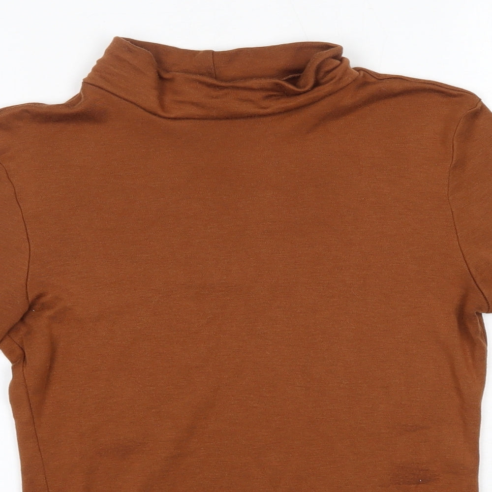 M&S Womens Brown High Neck  Acrylic Pullover Jumper Size 6