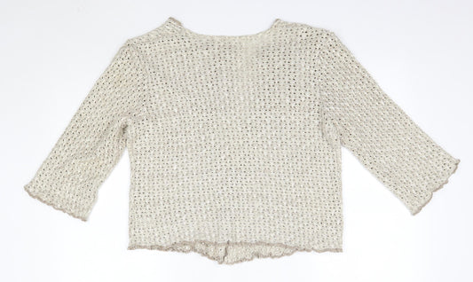 M&Co Womens Brown Round Neck  Cotton Cardigan Jumper Size L