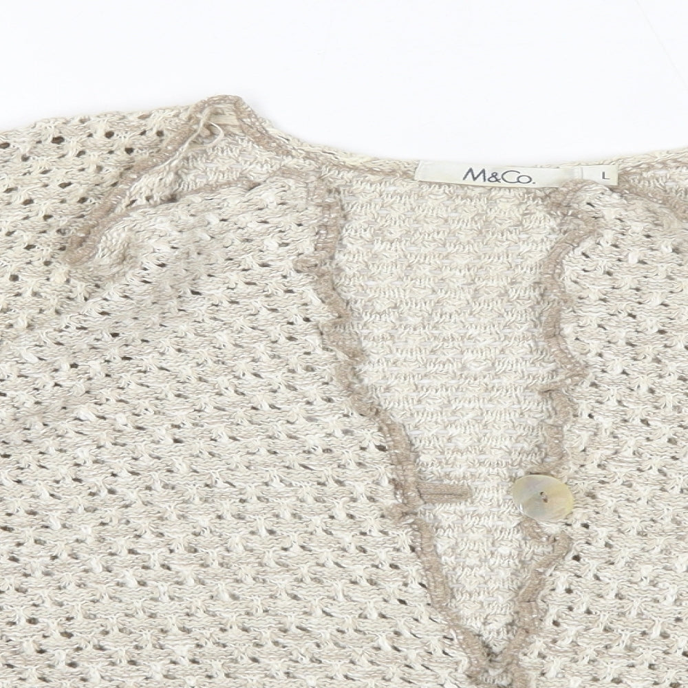 M&Co Womens Brown Round Neck  Cotton Cardigan Jumper Size L