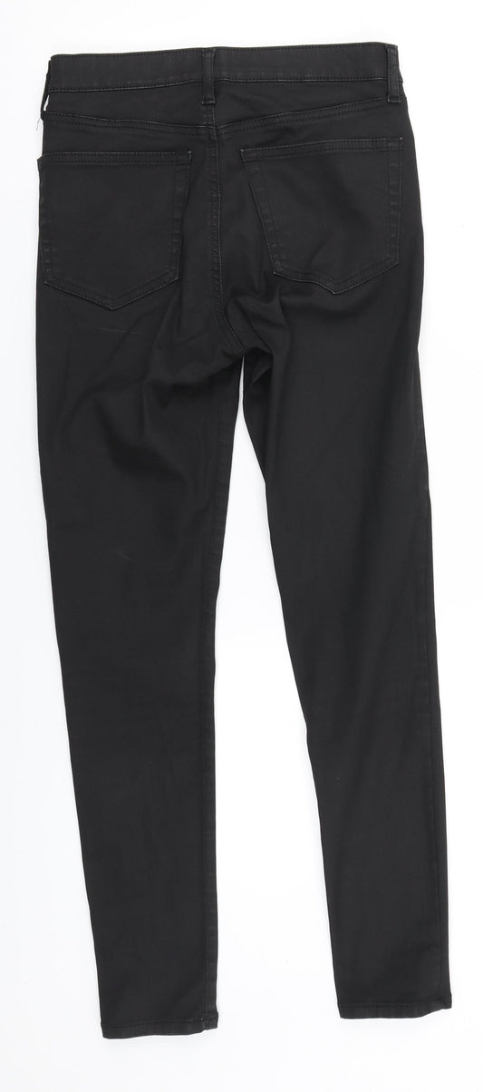 Topshop Womens Black  Cotton Trousers  Size 28 in L28 in Regular