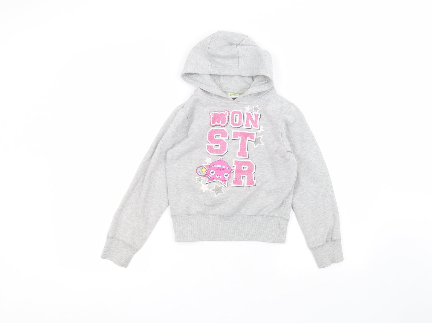 Preworn Girls Grey  Cotton Pullover Hoodie Size 7-8 Years