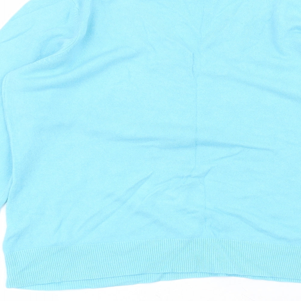 BHS Womens Blue  Acrylic Basic T-Shirt Size 14 V-Neck