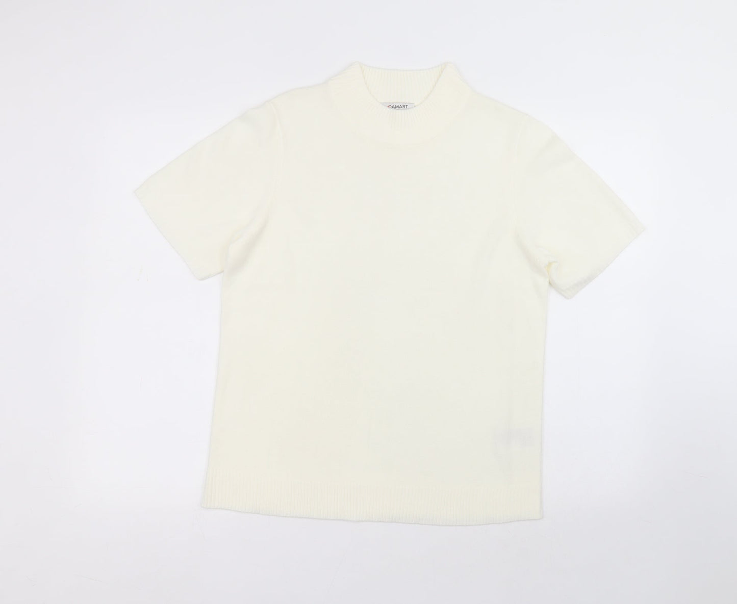 Damart Womens White  Acrylic Basic T-Shirt Size 14 Round Neck