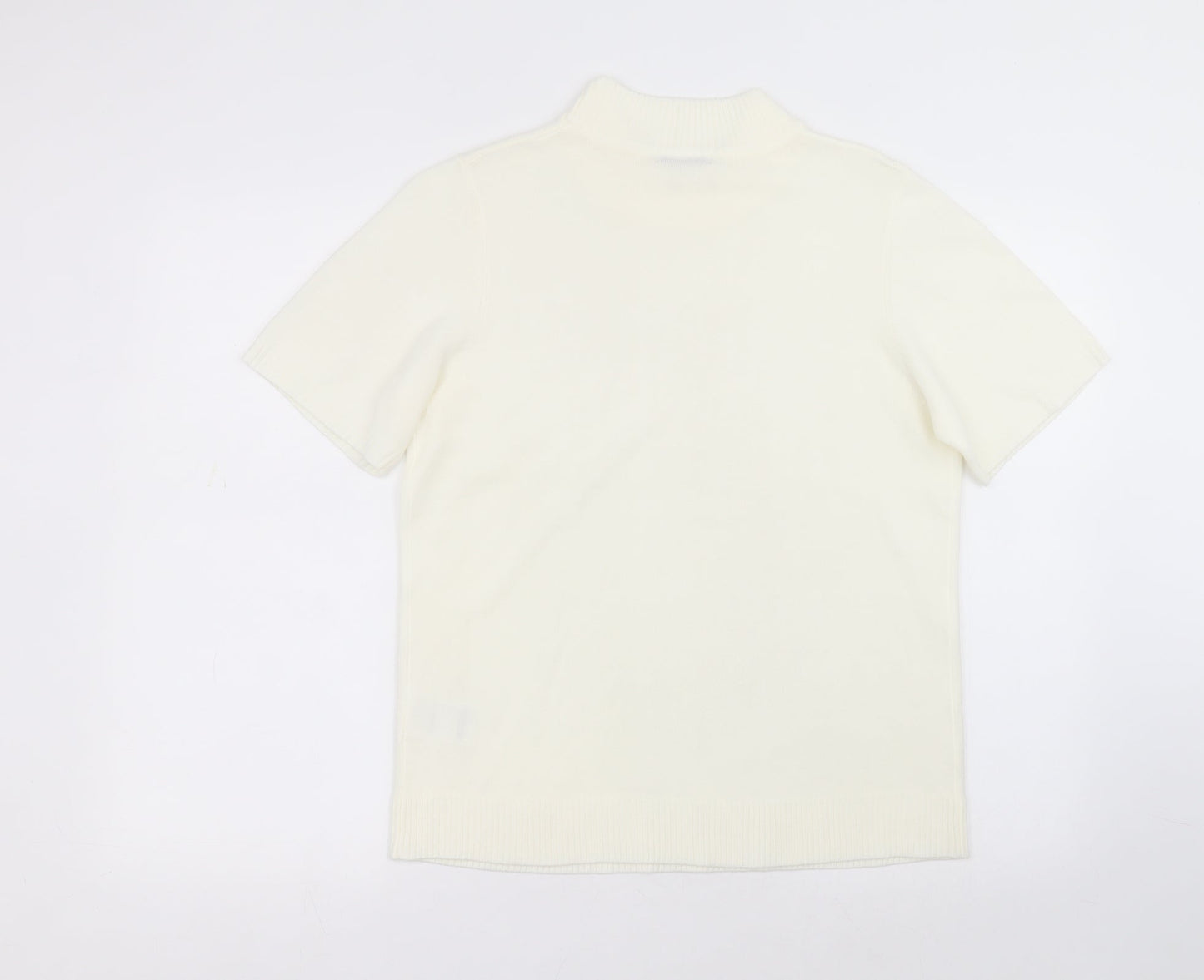 Damart Womens White  Acrylic Basic T-Shirt Size 14 Round Neck