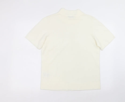 Damart Womens White  Acrylic Basic T-Shirt Size 14 Round Neck