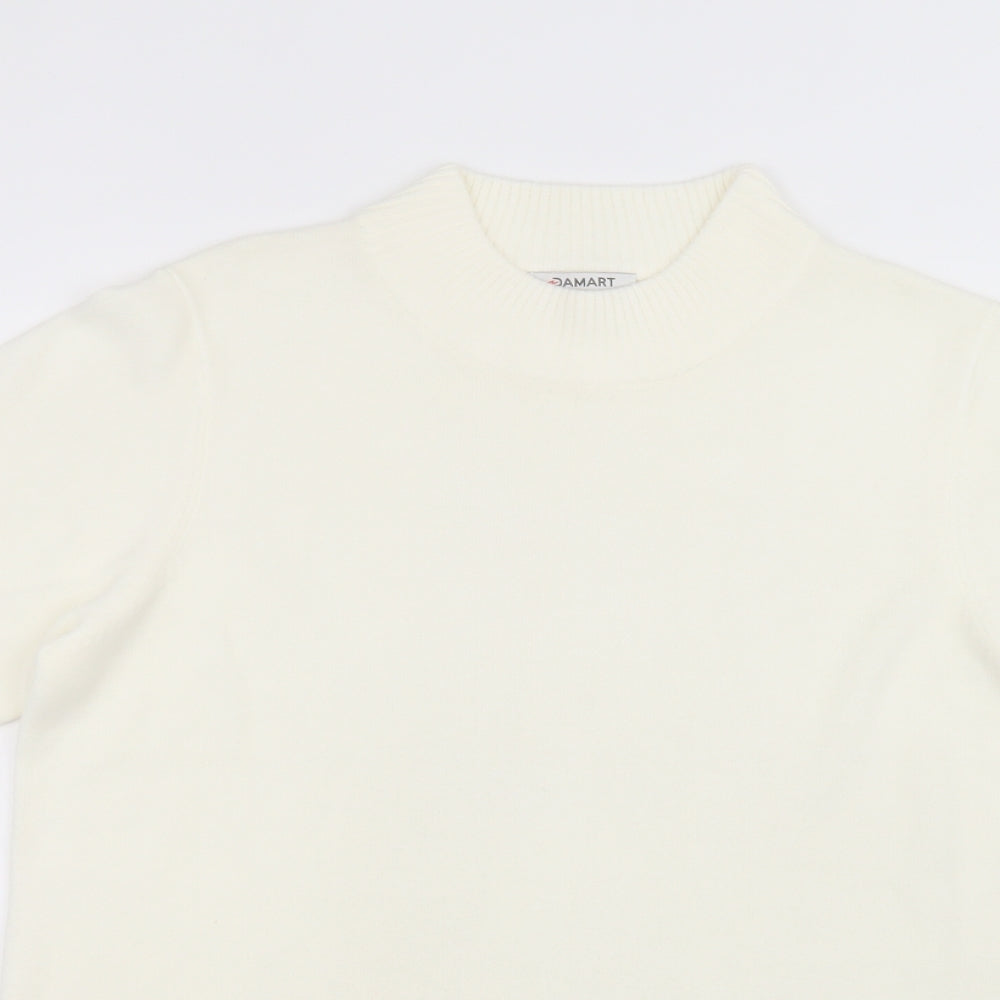 Damart Womens White  Acrylic Basic T-Shirt Size 14 Round Neck