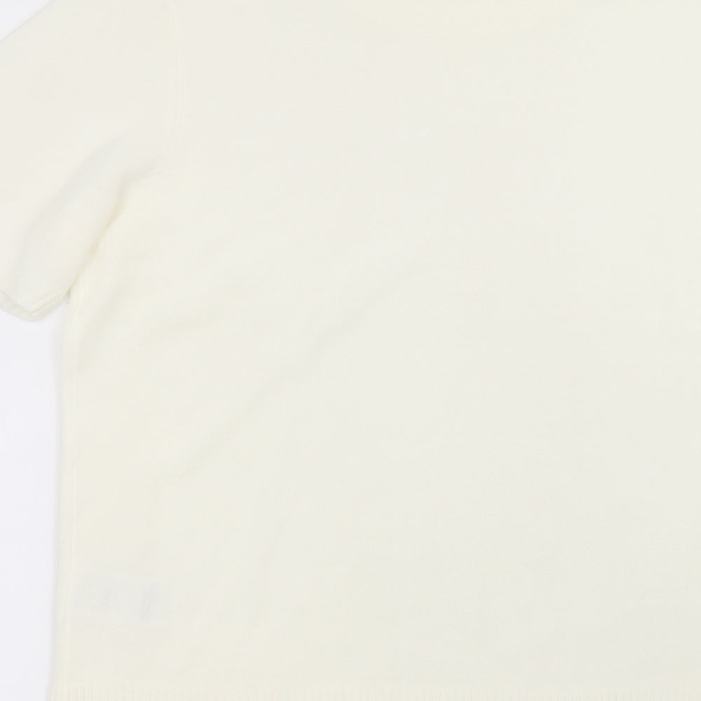 Damart Womens White  Acrylic Basic T-Shirt Size 14 Round Neck