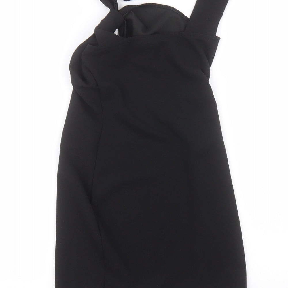 PRETTYLITTLETHING Womens Black  Polyester Basic Blouse Size 4 Off the Shoulder