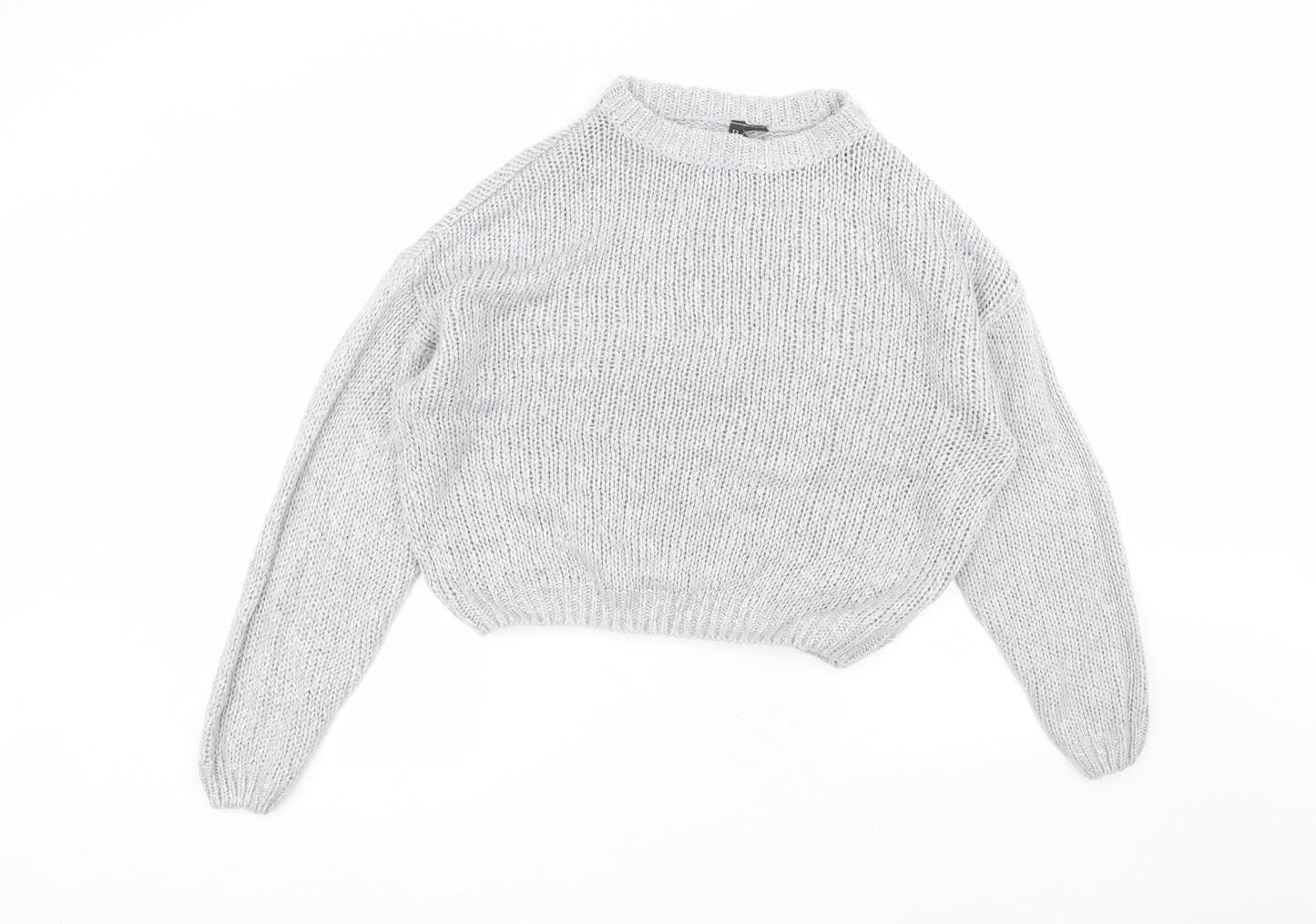 H&M Womens Grey Round Neck  Acrylic Pullover Jumper Size S