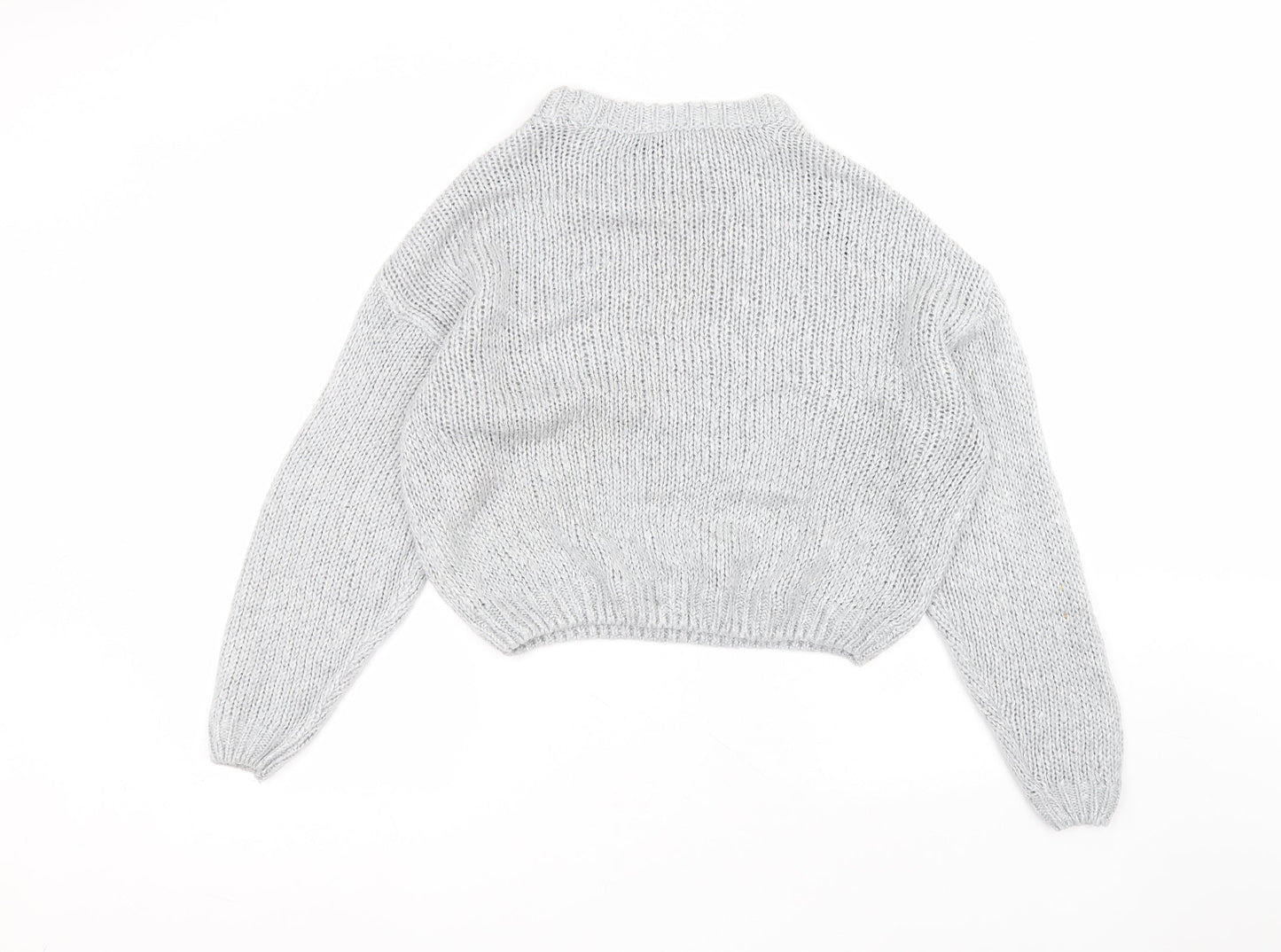 H&M Womens Grey Round Neck  Acrylic Pullover Jumper Size S