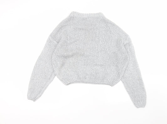 H&M Womens Grey Round Neck  Acrylic Pullover Jumper Size S
