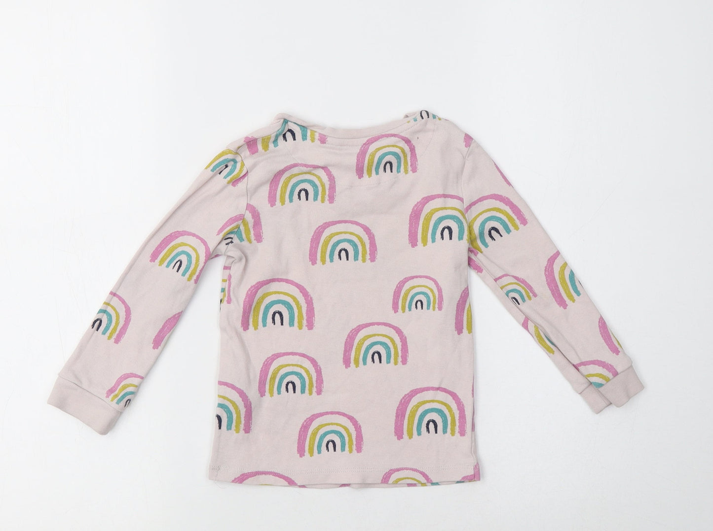 M&S Girls Pink Geometric Cotton Top Pyjama Top Size 2-3 Years   - Rainbow