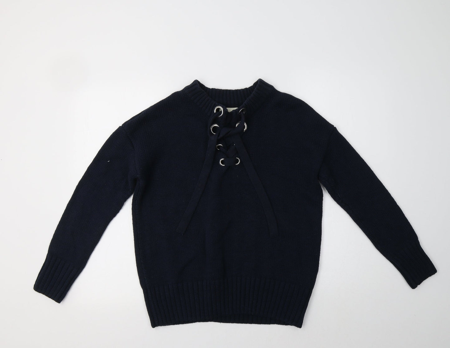Matalan Womens Blue Crew Neck  Cotton Pullover Jumper Size M