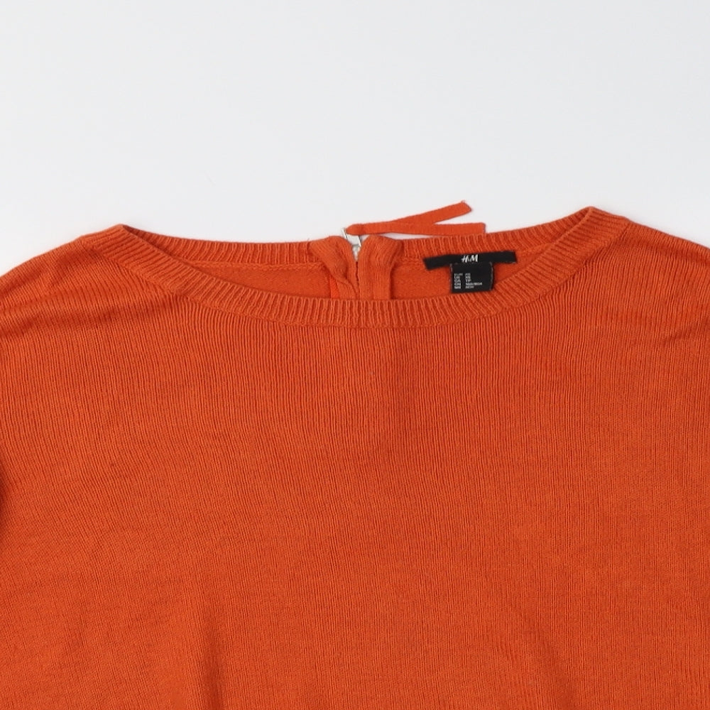 H&M Womens Orange Crew Neck  Acrylic Pullover Jumper Size XS