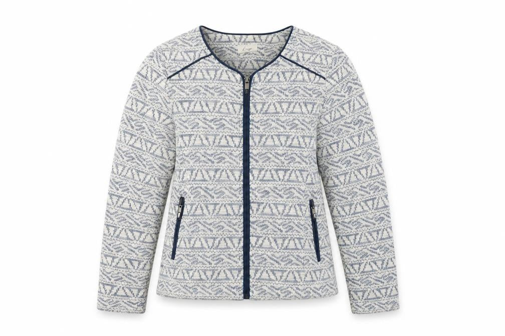 Linea Womens Blue Geometric  Jacket Blazer Size 14
