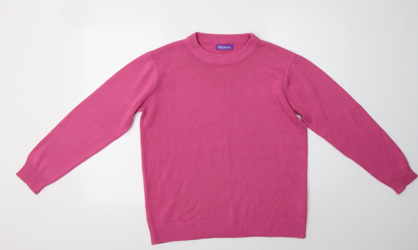 C Collection Womens Pink Crew Neck   Pullover Jumper Size M