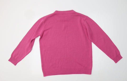 C Collection Womens Pink Crew Neck   Pullover Jumper Size M