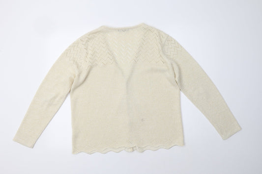 BM Womens Beige V-Neck  Acrylic Cardigan Jumper Size M