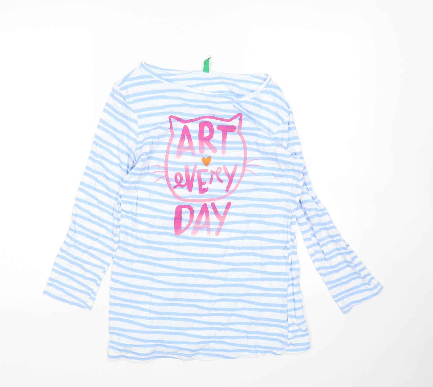 United Colors of Benetton Girls Multicoloured Striped Cotton T-Shirt Dress  Size 13-14 Years  Round Neck